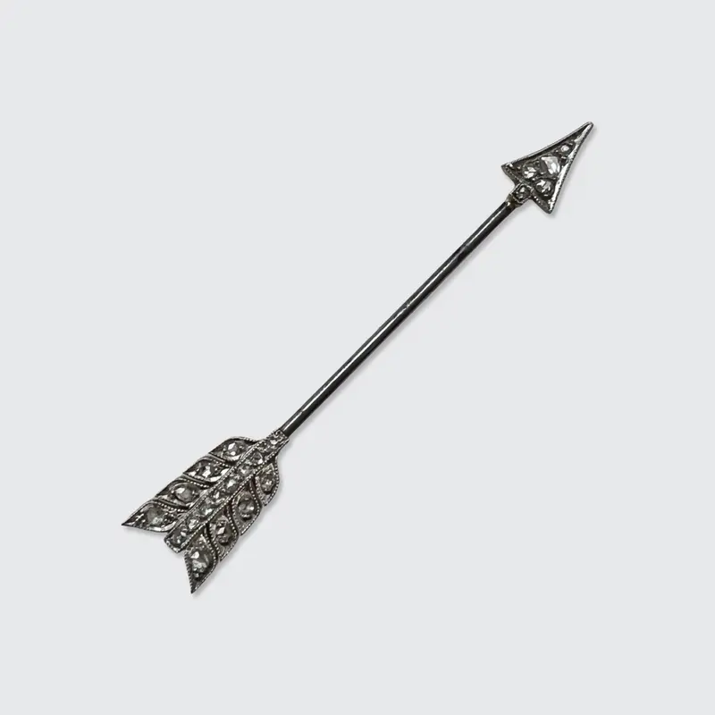 Art Deco Diamond Arrow Jabot Pin