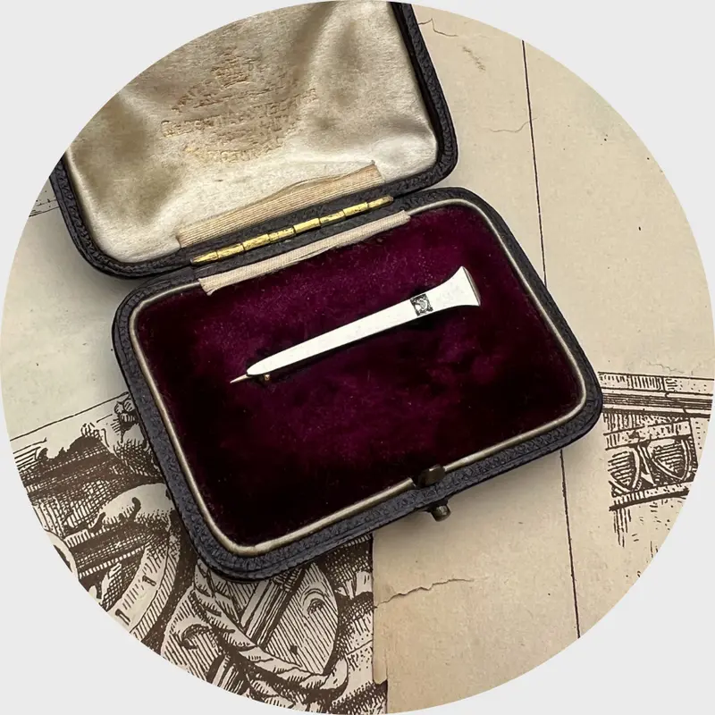 Art Deco era Diamond Lucky Nail Brooch