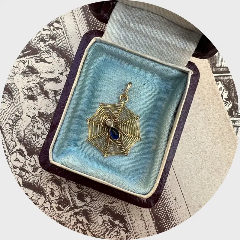 Art Deco Lucky Spider Web Pendant