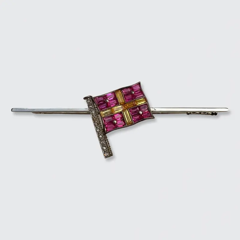 Art Deco Nautical Flag 'R' Bar Brooch