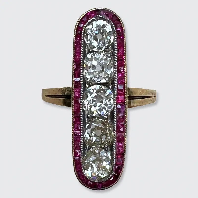 Art Deco Ruby & Diamond Target Ring