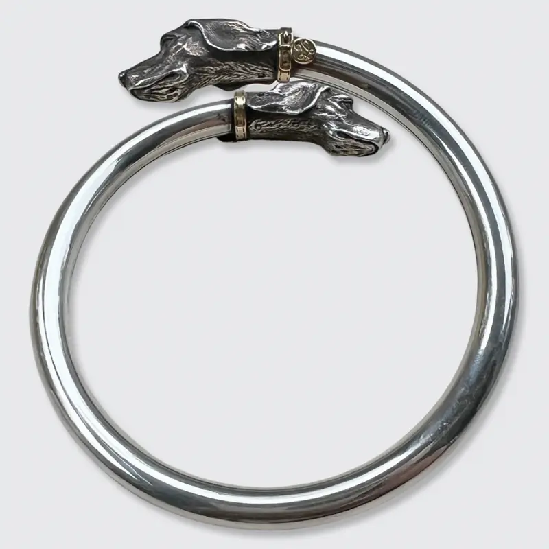 Artus Bertrand Silver Dog Heads Bangle