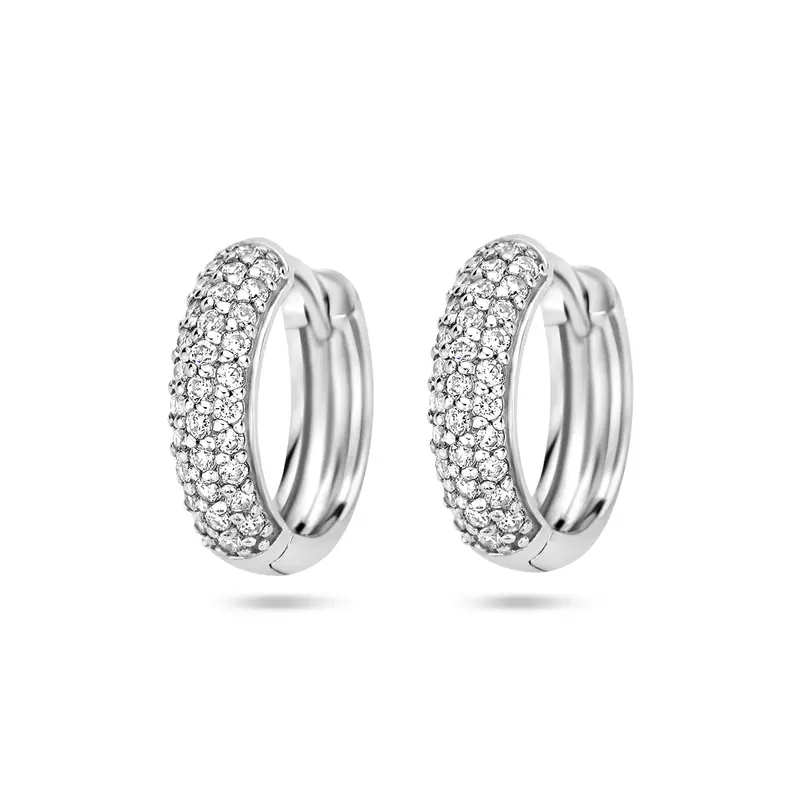 'Astra' 925 gerhodineerd zilveren klapoorringen met zirkonia 15,5 mm