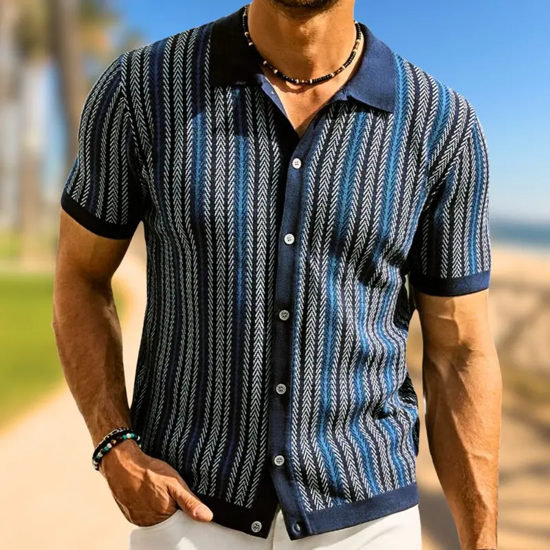 Atmungsaktive Herren Chevron Poloshirt mit Knopfleiste – Julian