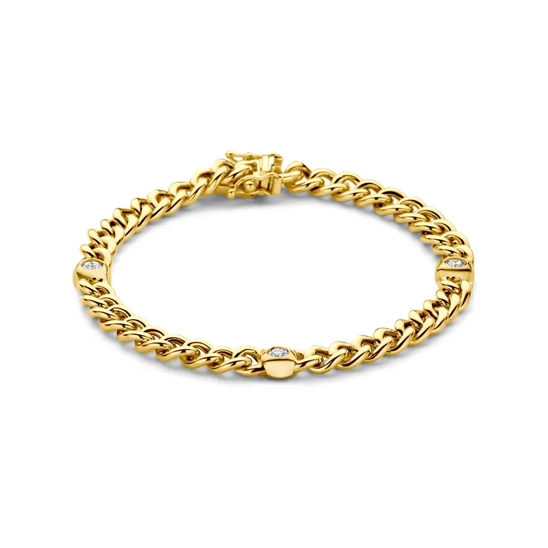 'Aurea' 14 karaat gouden gourmette armband met diamant 0,45 ct