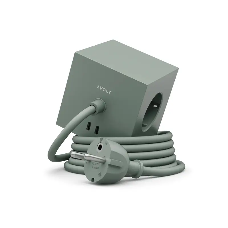 Avolt Square 1 Stekkerdoos & USB-C Oplader | 1.8m | Oak Green