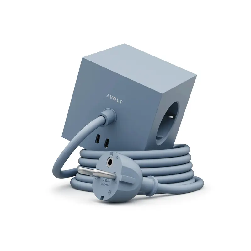 Avolt Square 1 Stekkerdoos & USB-C Oplader | 1.8m | Shark Blue