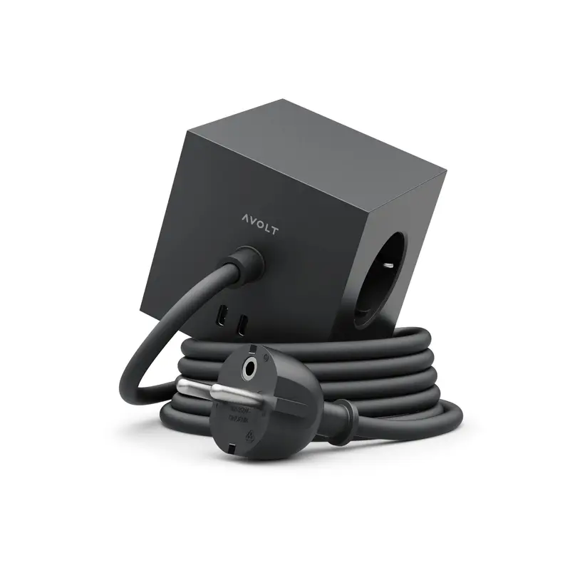 Avolt Square 1 Stekkerdoos & USB-C Oplader | 1.8m | Stockholm Black