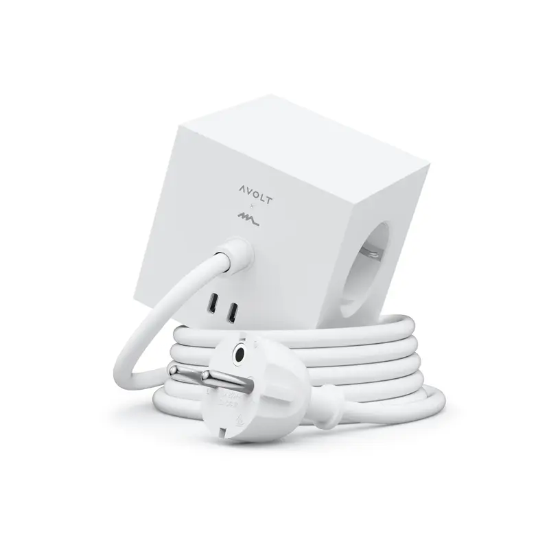 Avolt x Martinelli Luce Square 1 Stekkerdoos & USB-C Oplader | 1.8m | White