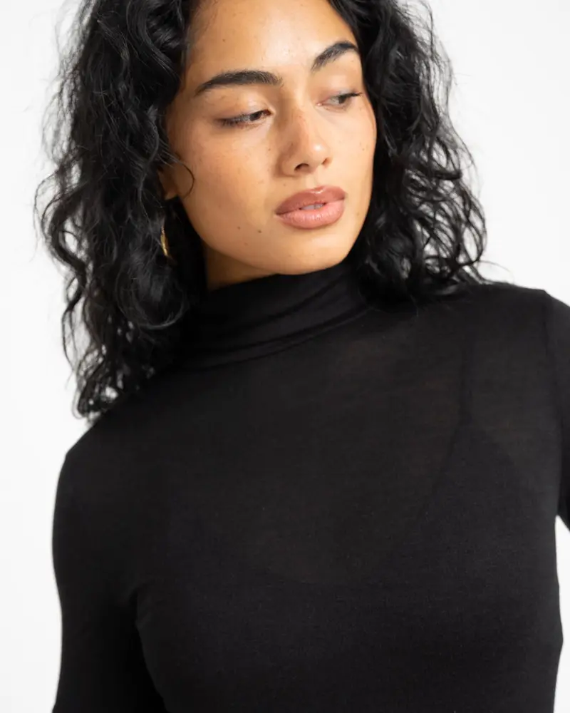 AWARE Glesha Roll Neck Top Black