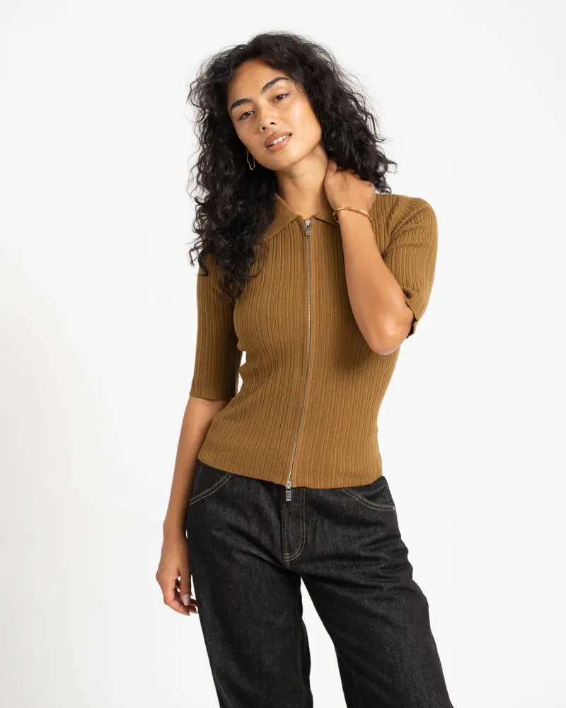 Aware Hanna Zip Knit Cardigan Breen