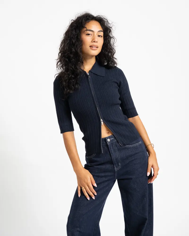 Aware Hanna Zip Knit Cardigan Night Sky