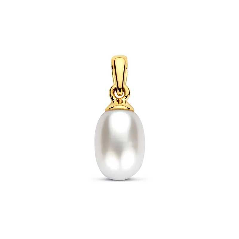 'Ayla' 14 karaat geelgouden hanger ovale parel