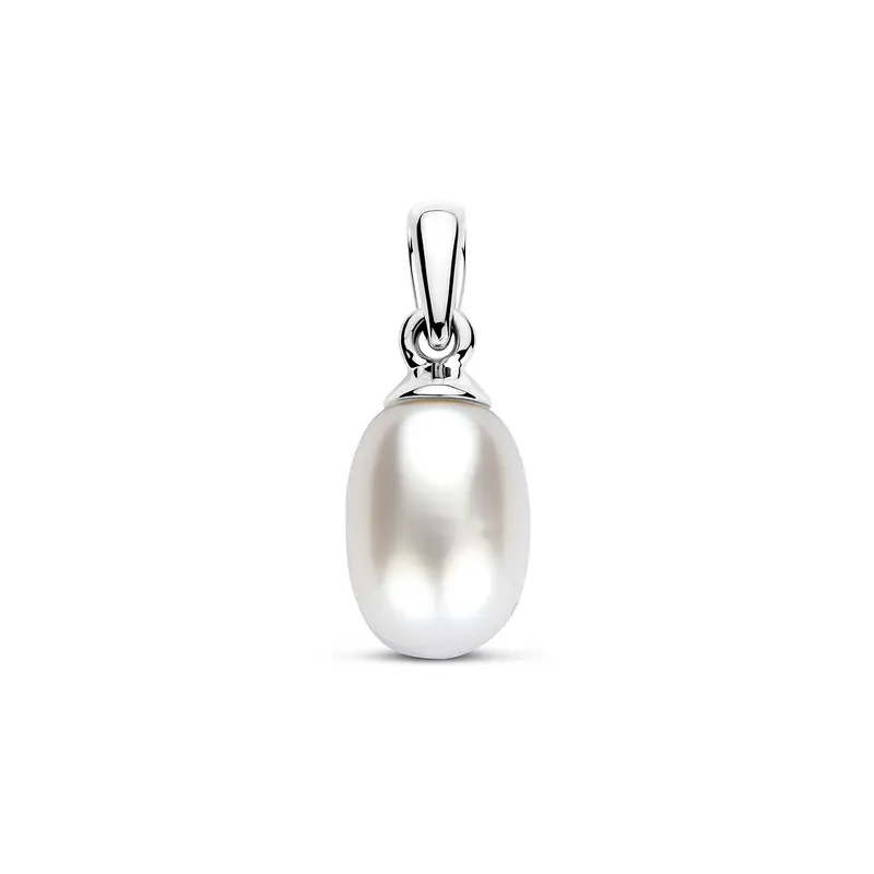 'Ayla' 14 karaat witgouden hanger ovale parel