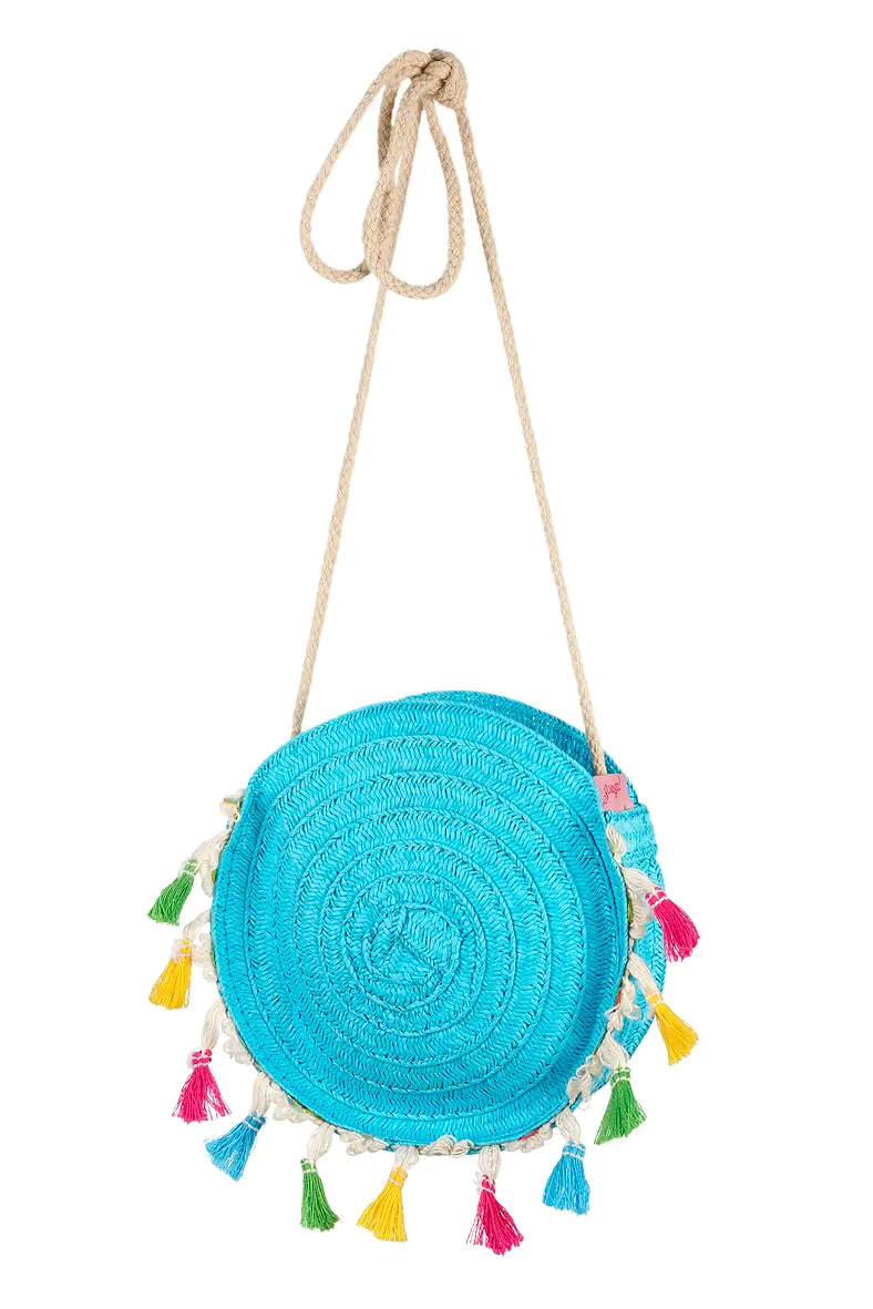 Bag Stephany, aqua with tassels