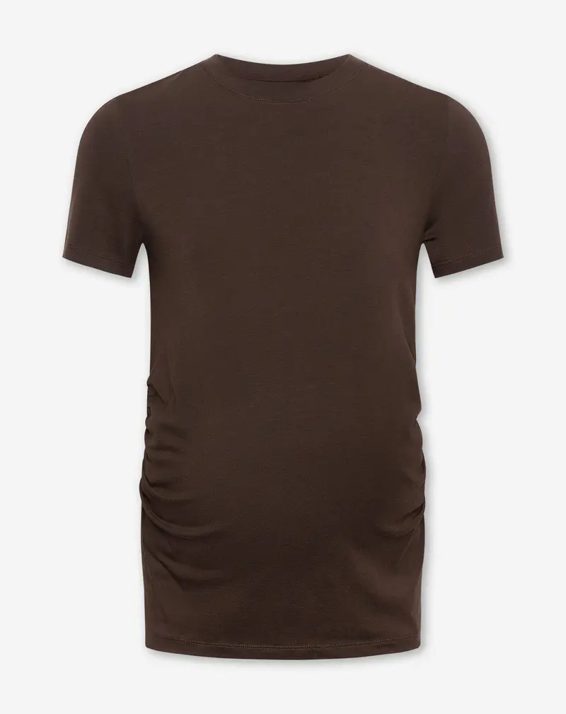 BASIC SHORT SLEEVE FITTED TOP MATERNITY BRUIN
