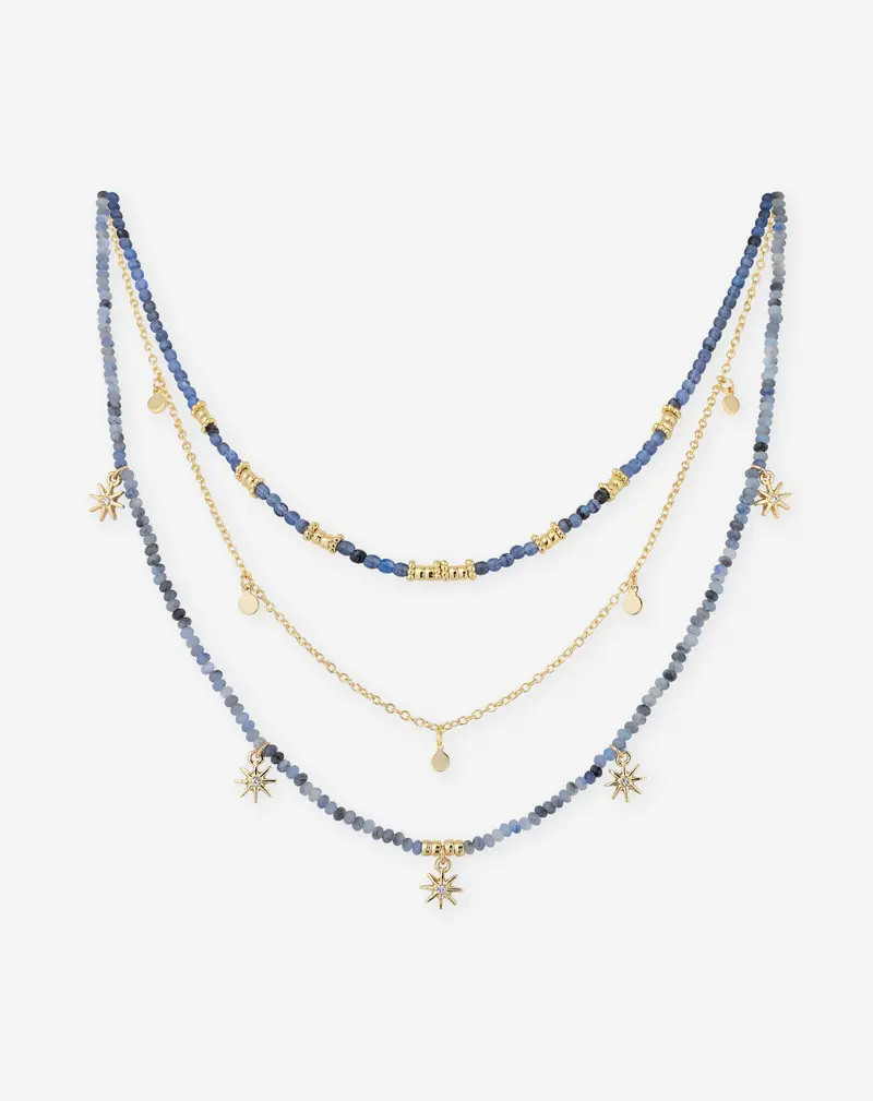 BEADS LAYERED NECKLACE BLAUW