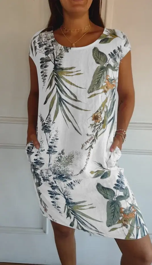 Bedrucktes Kleid mit Rundhalsausschnitt – Eveline