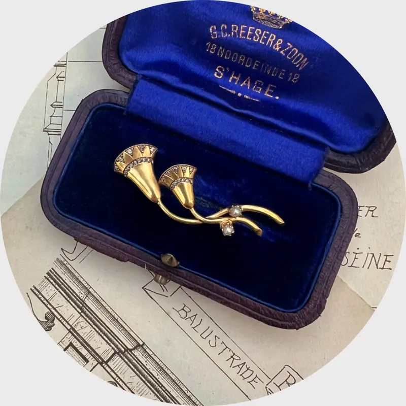 Belle Epoque Lotus Flower Brooch