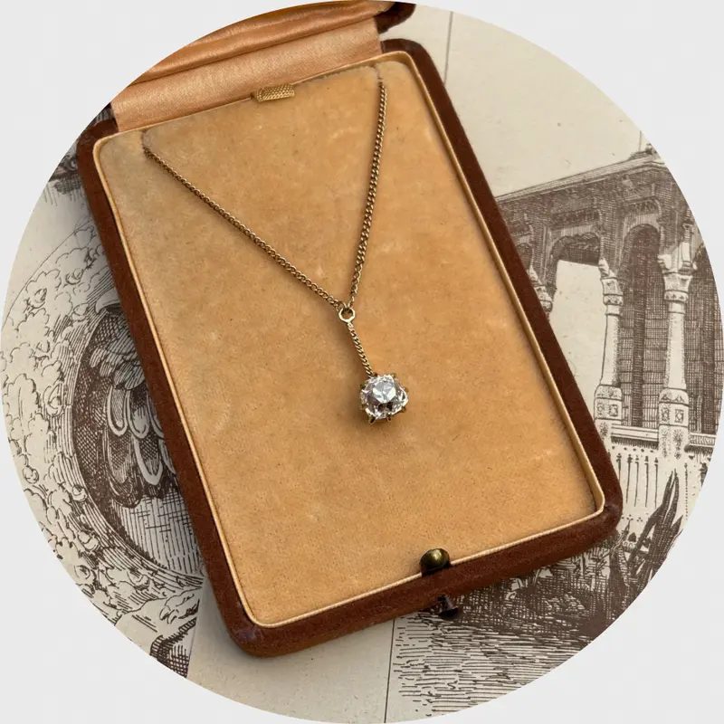 Belle Epoque Old Mine-Cut Diamond Lavalier Necklace