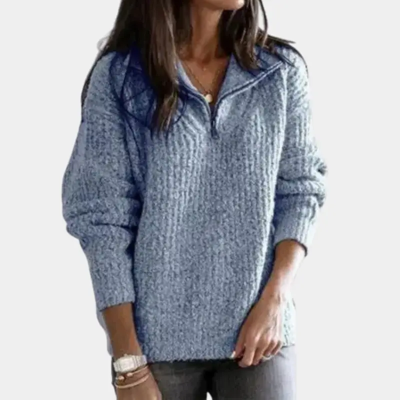 Bequemer Damenpullover mit Halbreißverschluss - Sofia Herbstedition