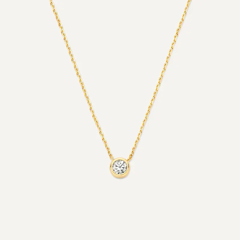 Bezel Set Cubic Zirconia Pendant Necklace
