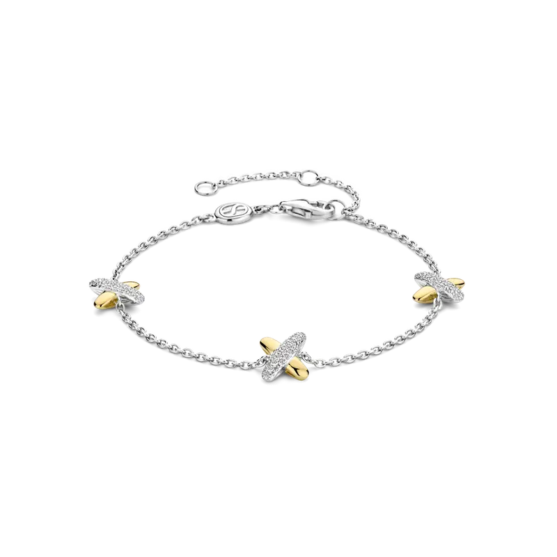 Bicolor Zirconia Cross Bracelet