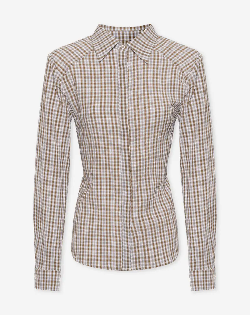 BINK SHOULDER PAD BLOUSE BRUIN CHECK