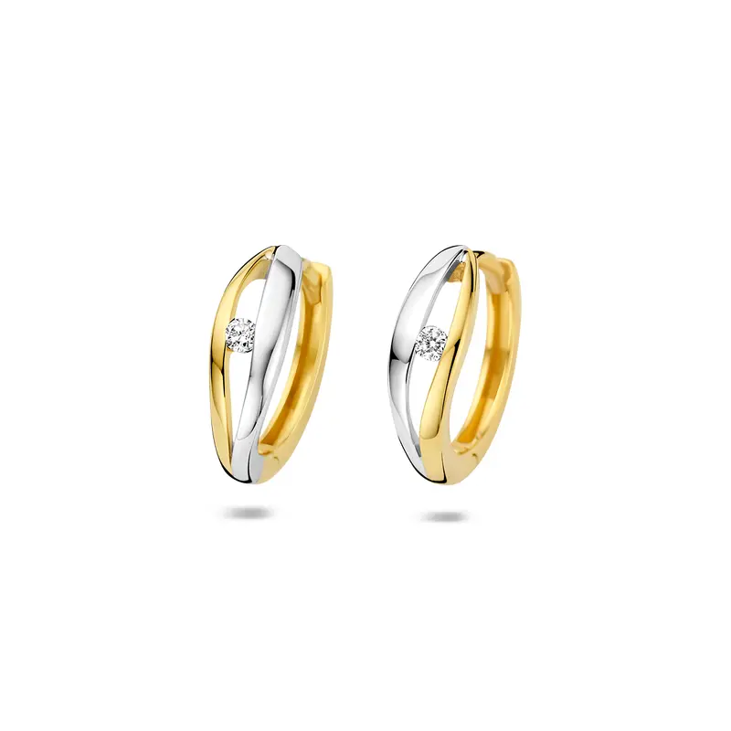 'Bivium' 14 karaat bicolor klapoorringen lab grown diamant 0,06 ct