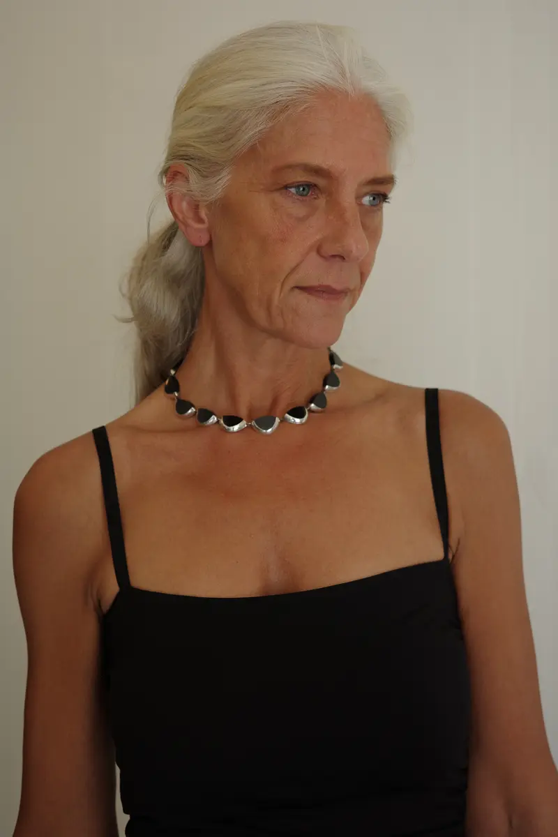 Black Onyx and Silver Neck Piece