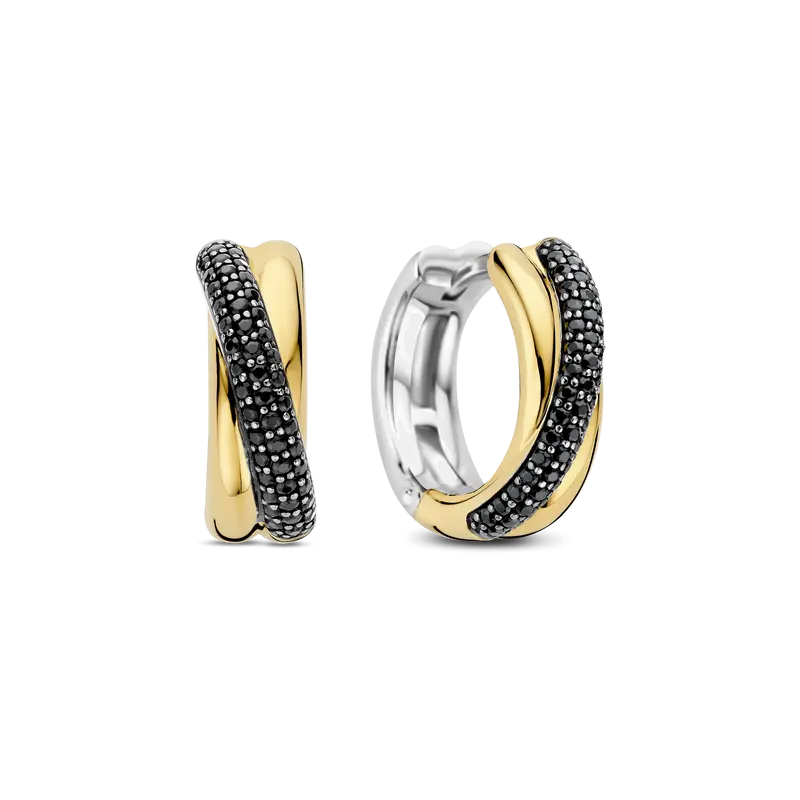 Black Zirconia Crossover Hoops