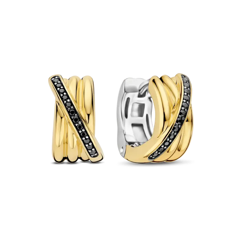 Black Zirconia Crossover Hoops