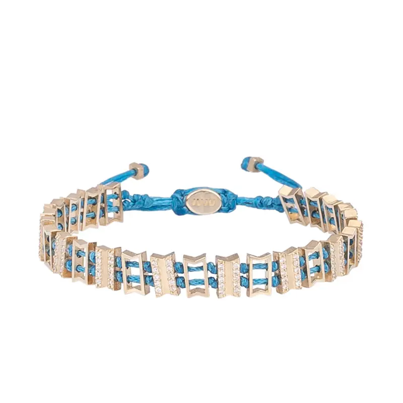 Blauwe Haze Gouden Armband met Diamanten Stenen