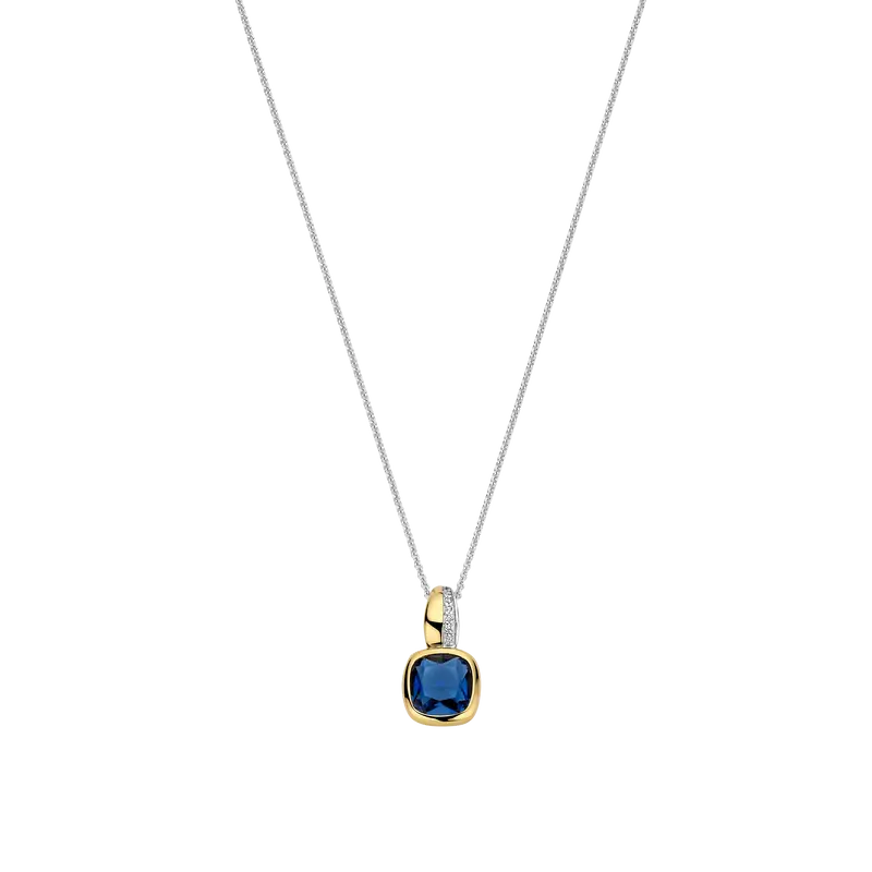 Blue Cushion Necklace with pendant
