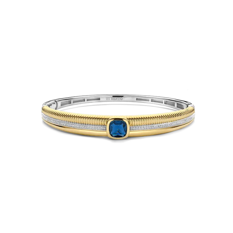 Blue Cushion Structure Bangle