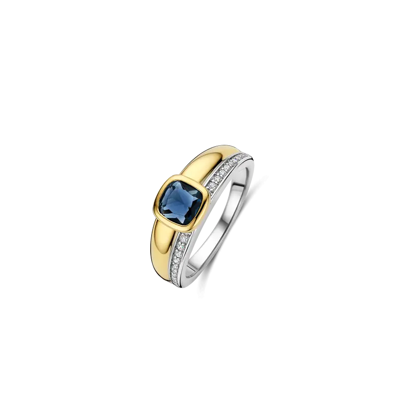 Blue Cushion Zirconia Ring