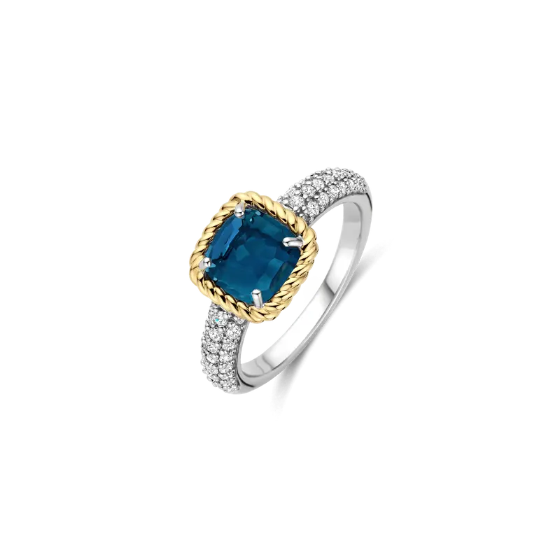 Blue Zirconia Cushion Ring