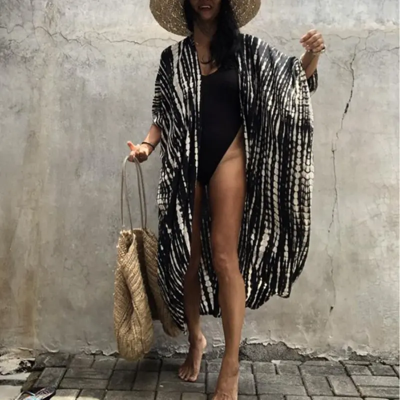 Boho Chiffon Strandbluse mit Kimonoärmeln – Ziva