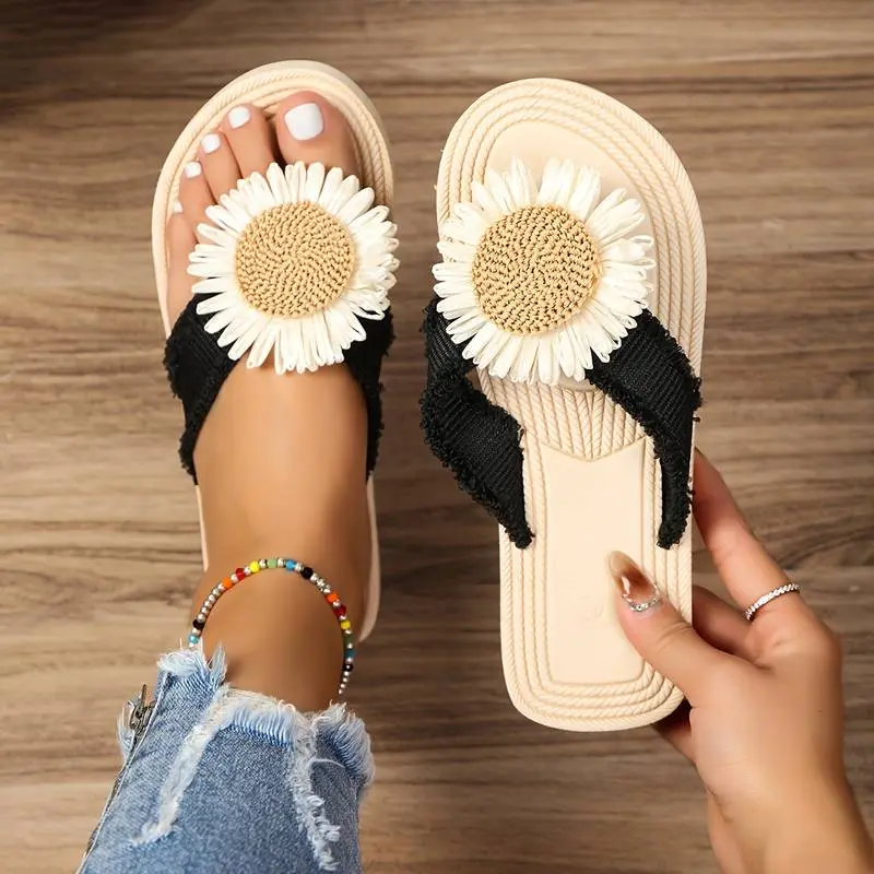 Boho Slip-On Sandalen mit Blumenmuster – Marivi