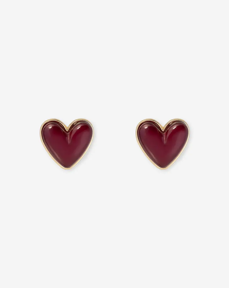 BOLD HEART EARRINGS BURGUNDY