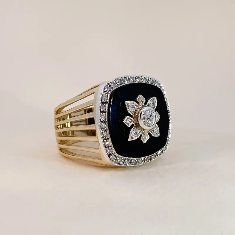 Bold Onyx Flower Signet