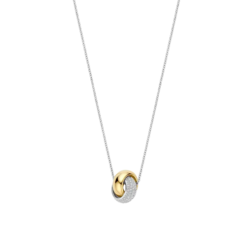 Bold Zirconia Crossover Necklace