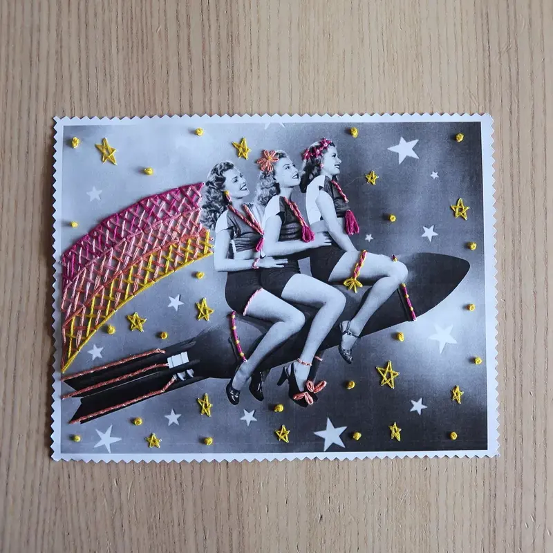 Borduren op papier Kit - Rocket Ladies