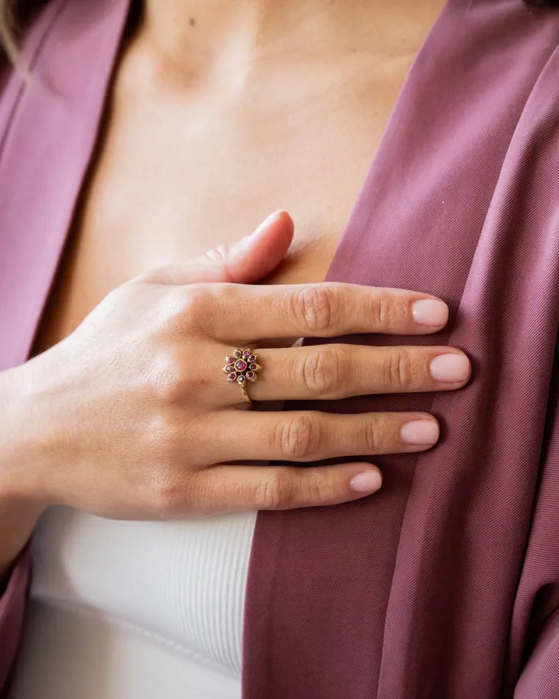 Brass Chunky Flower Ring Gold