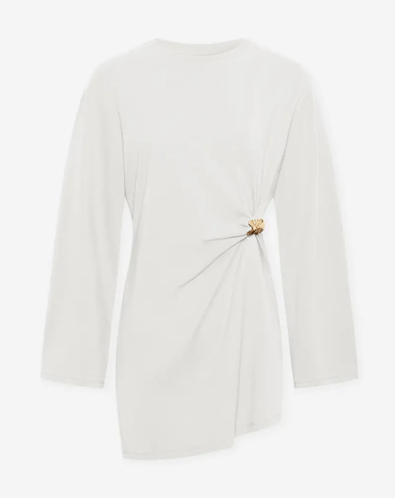 BROCHE LONGSLEEVE TEE DRESS CRÈME