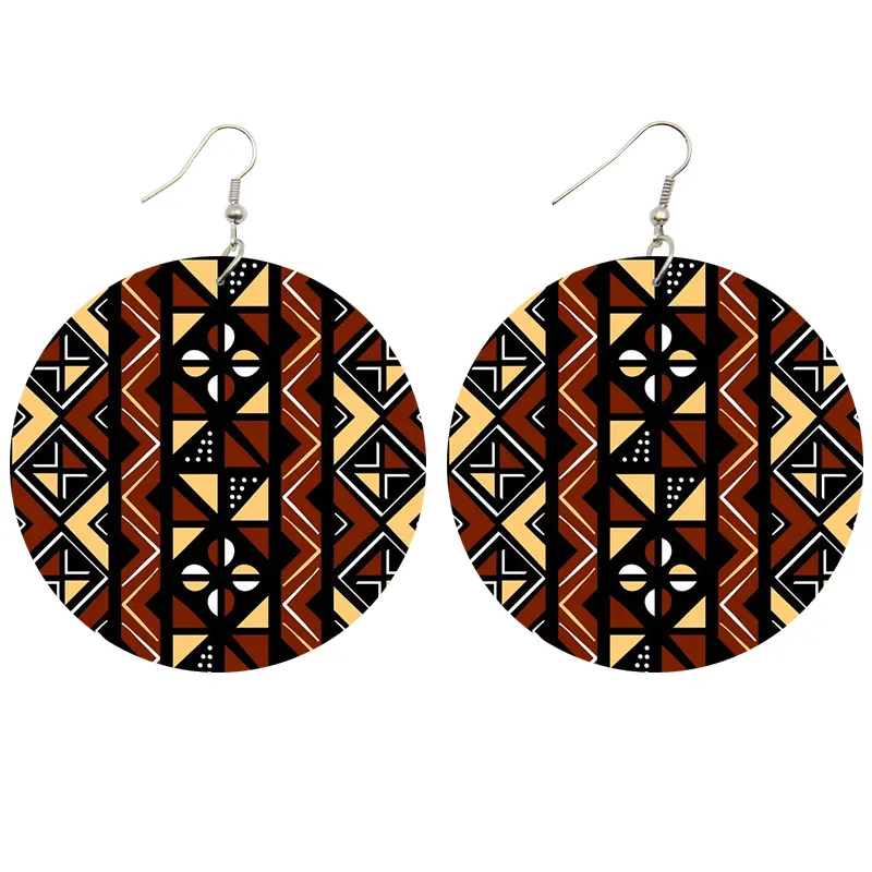 Brown beige mud cloth / bogolan | African inspired earrings