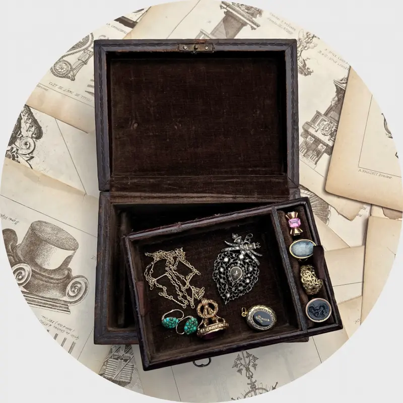 Brown Jewellery Travel Box with Medici Coat of Arms