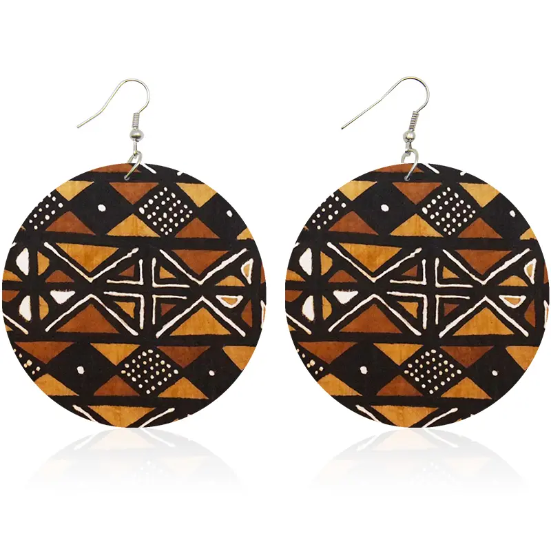 Brown Orange Mud cloth | African inspired earrings