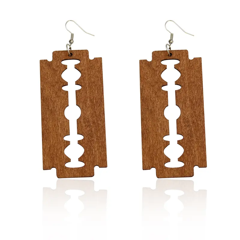 Brown Razer blade - African inspired earrings