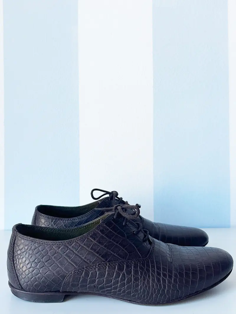 Bruine kroko veterschoenen | 40